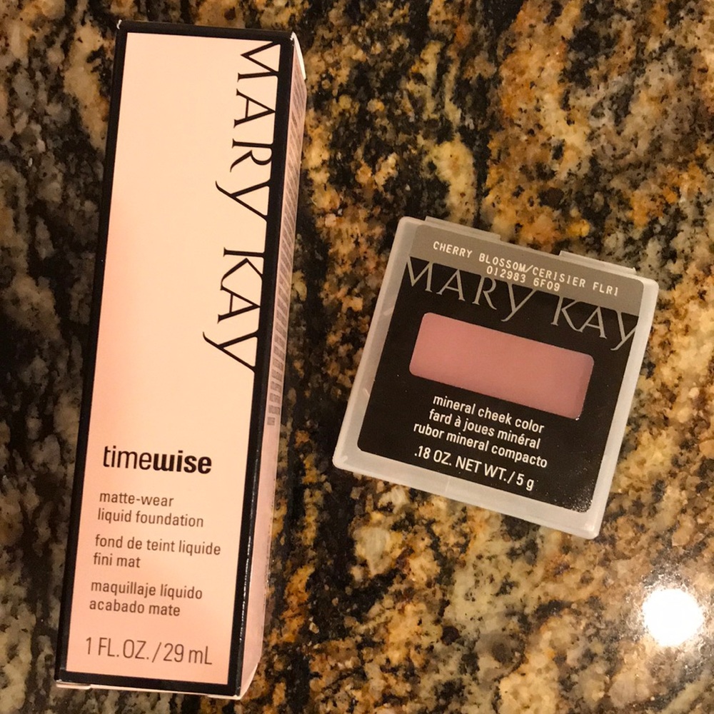 Mary Kay matte-wear liquid foundation and blush